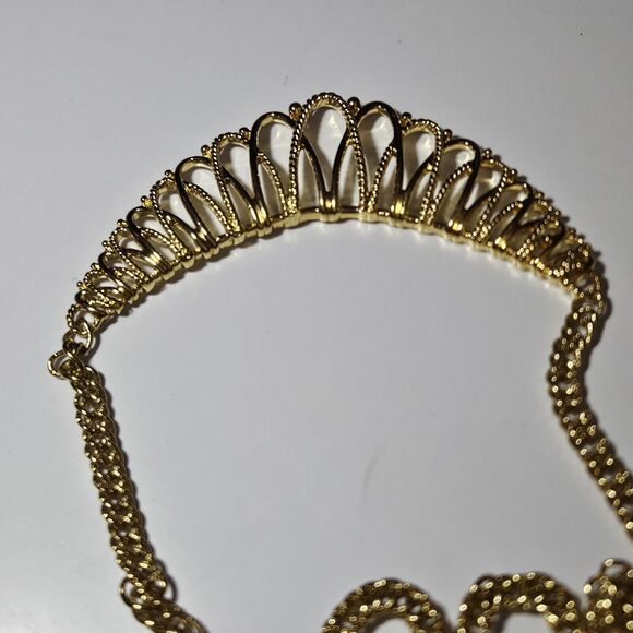 Vintage Avon Gilded Mesh Collar Gold Tone Statement Necklace 16” EUC - Picture 11 of 12